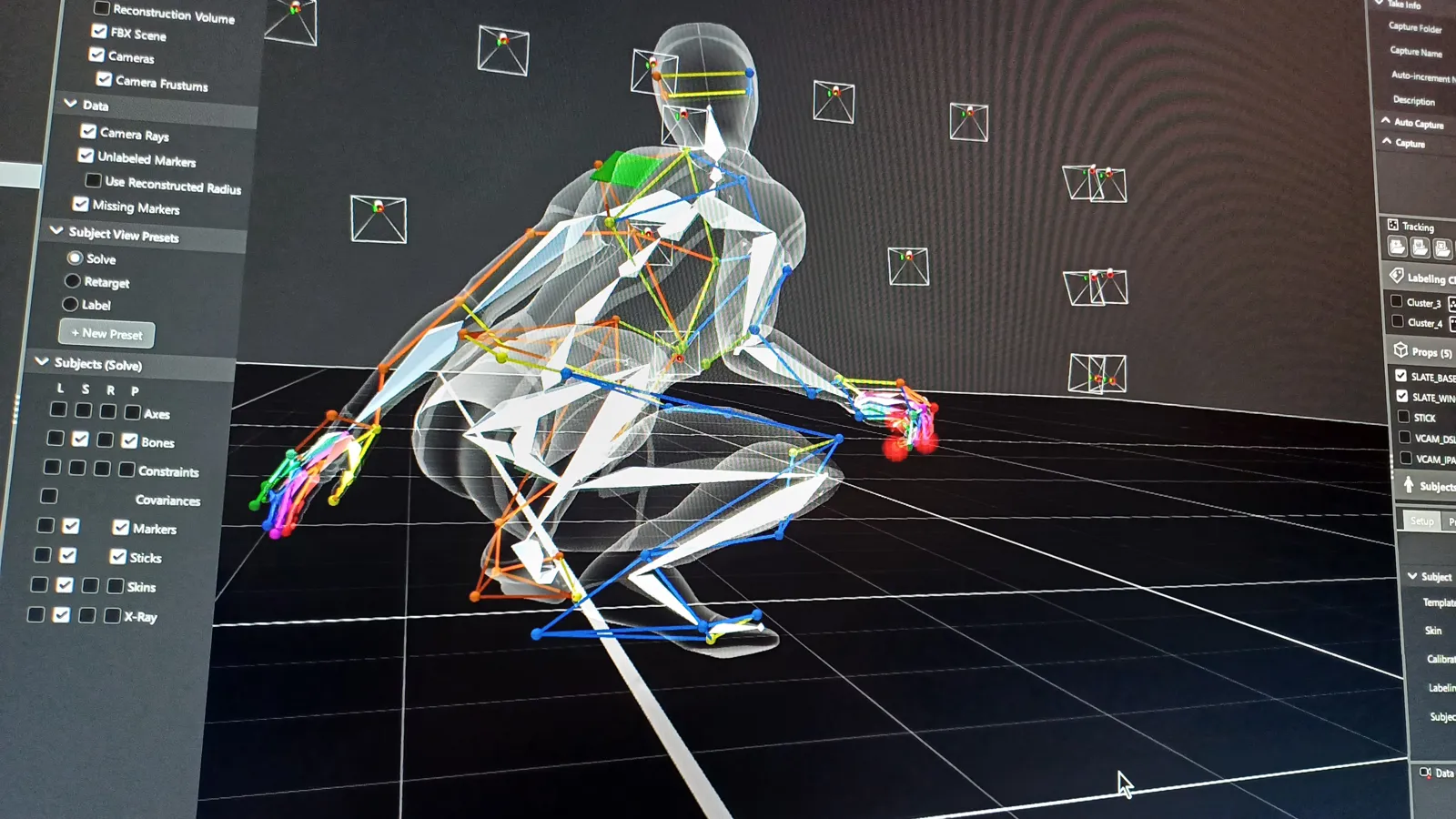 뼈대가 겹쳐진 3D 캐릭터 화면